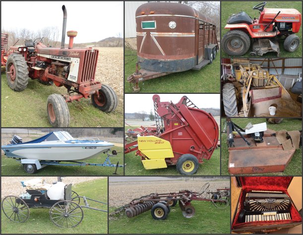 FARM EQUIPMENT, TRACTORS, LAWN&GARDEN, AND HOUSEHOLD ITEMS