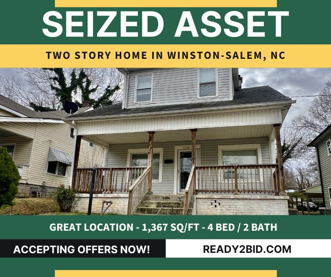 SEIZED ASSET: Charming Home in Winston-Salem, NC