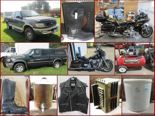 Vehicles, Motorcycle Gear, Western Wear, Antiques & Tools (blue tag)