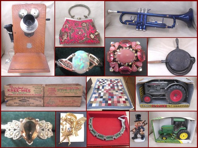 Jewelry, Antiques and Collectibles (mint green tag)