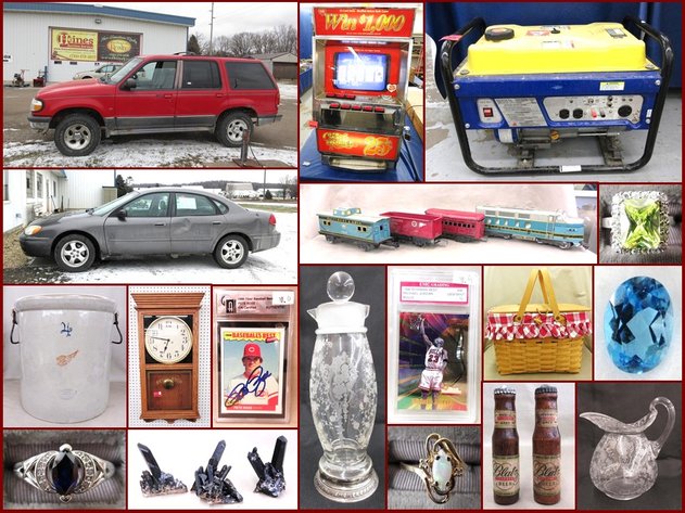 Vehicles, Slot Machine, Sterling and Antiques (red tag)
