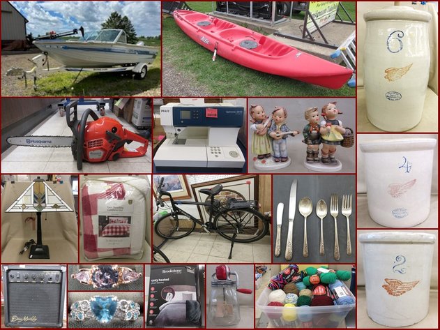 Boats, New Household, Dog Supplies and Antiques (red tag)