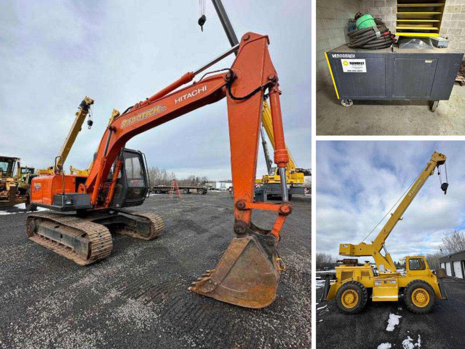 Hitachi EX100-2 Excavator, Grove RT 58 14-Ton Crane & Construction Equipment
